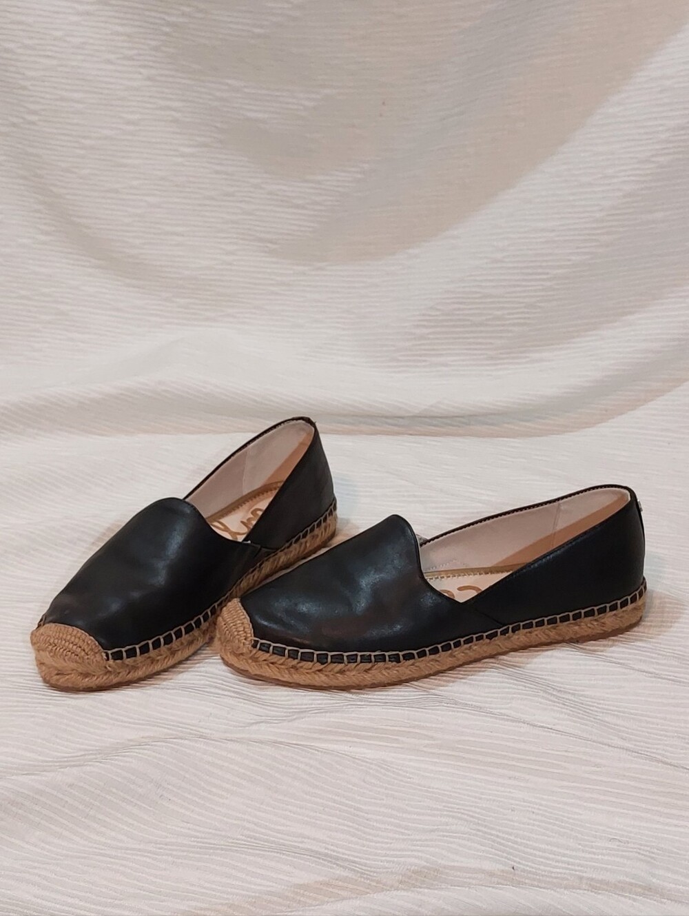 Sam Edelman Black Leather Espadrille Flats Size 8.5